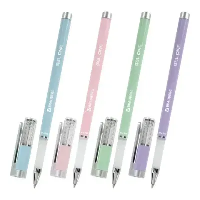 Ручка гелевая BRAUBERG "GEL ONE PASTEL", ЧЕРНАЯ, корпус ассорти, узел 0,5 мм, линия 0,35 мм, 144039