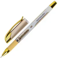 Ручка шариковая масляная с грипом BRAUBERG "Delta Plus Gold", СИНЯЯ, пишущий узел 0,7 мм, линия письма 0,35 мм, 144256