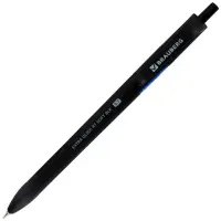 Ручка шариковая масляная автоматическая BRAUBERG "Extra Glide RT SOFT BLK", СИНЯЯ, игольчатый наконечник 0,7 мм, линия 0,5 мм, 144261