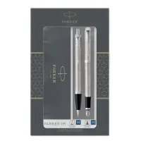 Набор PARKER "IM Stainless Steel CT": шариковая ручка синяя и перьевая ручка синяя, 2183058