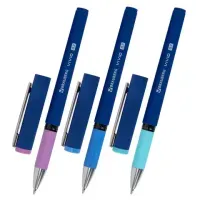 Ручка шариковая с грипом BRAUBERG "VIVID PASTEL", СИНЯЯ, SOFT TOUCH покрытие, узел 0,7 мм, линия письма 0,35 мм, 144399