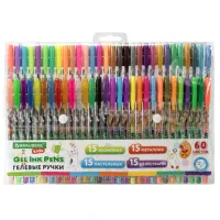 Ручки гелевые BRAUBERG KIDS "CUTE ANIMALS", НАБОР 60 ЦВЕТОВ, корпус с печатью, узел 1 мм, линия письма 0,7 мм, 144450