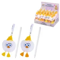 Ручка с пушистой подвеской шариковая FUNSTER (ФАНСТЕР) "FLUFFY DUCK", СИНЯЯ, ассорти, пишущий узел 0,7 мм, 144525