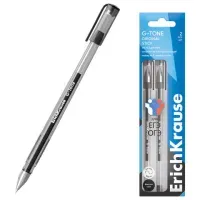 Ручки гелевые для ЕГЭ и ОГЭ ERICH KRAUSE G-Tone Stick Original, 0,5 мм, ЧЕРНЫЕ, набор 2 штуки, 39516