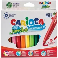 Фломастеры Carioca "Jumbo", 12цв., утолщенные, смываемые, картон, европодвес