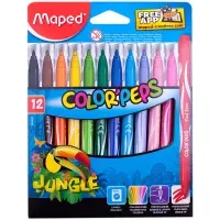 Фломастеры Maped "Jungle", 12цв., смываемые, картон, европодвес