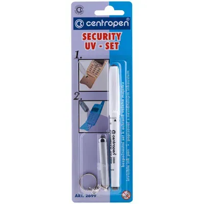 Маркер перманентный ультрафиолетовый Centropen "Security UV-Pen 2699", фонарик, блистер