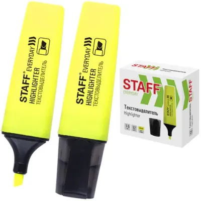 Текстовыделитель STAFF "EVERYDAY HL-638", ЖЕЛТЫЙ, линия 1-5 мм, 151638