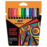Фломастеры BIC "Intensity", 12 ЦВЕТОВ, вентилируемый колпачок, европодвес, 978004