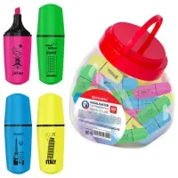Текстовыделитель мини BRAUBERG "NEON Mini", АССОРТИ В ПЛАСТИКОВОЙ БАНКЕ, линия 1-5 мм, 152431