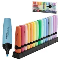 Набор текстовыделителей 15 ПАСТЕЛЬНЫХ ЦВЕТОВ на подставке, BRAUBERG "DELTA PASTEL", линия 1-5 мм, 152507