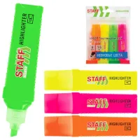 Набор текстовыделителей 4 НЕОНОВЫХ ЦВЕТА, STAFF "EVERYDAY HL-707", линия 1-5 мм, скошенный наконечник, 152548
