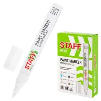 Маркер-краска лаковый (paint marker) 2-4 мм, БЕЛЫЙ, НИТРО-ОСНОВА, STAFF PROFIT, для любых поверхностей, 152577