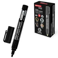 Маркер меловой CHALK LIQUID MARKER, ЧЕРНЫЙ, 3 мм, стираемый, BRAUBERG "CHALK", 152600