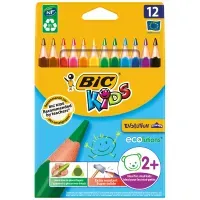 Карандаши цветные пластиковые Bic "Evolution Triangle", 12цв., утолщ.,трехгран., заточ., картон, европодвес