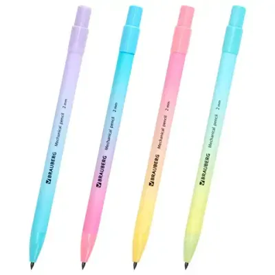 Карандаш механический цанговый 2 мм, BRAUBERG "Grade" PASTEL, HB, встроенная точилка, корпус ассорти, 181961