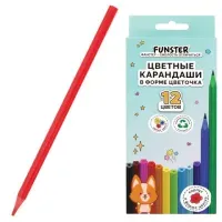Карандаши цветные FUNSTER (ФАНСТЕР), 12 цветов, фигурный корпус в форме цветочка, 182069