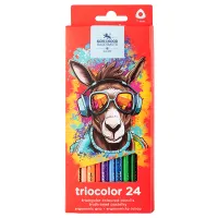 Карандаши цветные KOH-I-NOOR "DONKEY" 24 цвета, трехгранные, 3,2 мм, натуральное дерево, 3134/24, 3134024013KS