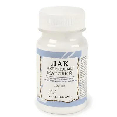 Лак акриловый матовый "Сонет", 100 мл, в банке, Невская Палитра, 4627921