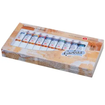 Краски масляные художественные "Ладога", НАБОР 10 цветов по 46 мл, в тубах, Невская Палитра, 1241006