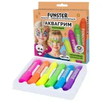 Аквагрим для лица и тела, 6 НЕОНОВЫХ цветов, FUNSTER (ФАНСТЕР), легко смываются, 192573