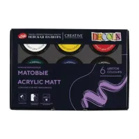 Краски акриловые матовые "Декола", 6 цветов по 20 мл, в банках, Невская Палитра, 143411020