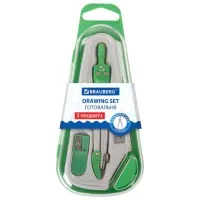 Готовальня BRAUBERG "Klasse", 3 предмета: циркуль 115 мм с колпачком, грифель, точилка, пенал с подвесом, 210330