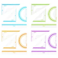 Набор чертежный средний ЮНЛАНДИЯ "Color", (линейка 20 см, 2 треугольника, транспортир), 210755