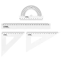 Набор чертежный малый KOH-I-NOOR (линейка 20 см, 2 треугольника, транспортир), прозрачный, европодвес, 750950, 075095000000RU
