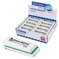 Ластик BRAUBERG "Line", 57х18х8 мм, белый, прямоугольный, скошенные края, 221036