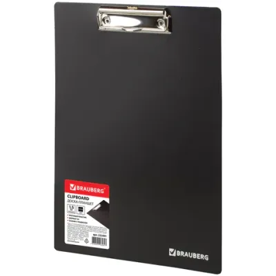 Доска-планшет BRAUBERG "Contract" с прижимом А4 (313х225 мм), пластик, 1,5 мм, ЧЕРНАЯ, 223491