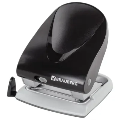 Дырокол BRAUBERG "Jet", до 40 листов, черный, 224341