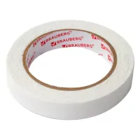 Клейкая двухсторонняя лента 19 мм х 3,5 м, НА ВСПЕНЕННОЙ ОСНОВЕ, 1 мм, прочная, BRAUBERG, 228326