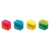 Точилка BRAUBERG "Click", с контейнером, пластиковая, корпус ассорти, 228445
