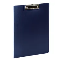Папка-планшет STAFF, А4 (310х230 мм), с прижимом и крышкой, пластик, синяя, 0,5 мм, 229220