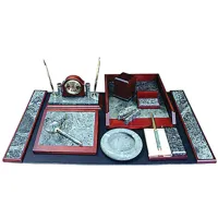 Набор настольный GALANT из мрамора, 7 предметов, зеленый мрамор/отделка красное дерево, 231485