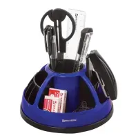 Канцелярский набор BRAUBERG "ULTRA", 10 предметов, вращающаяся конструкция, черно-синий, 231930