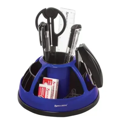 Канцелярский набор BRAUBERG "ULTRA", 10 предметов, вращающаяся конструкция, черно-синий, 231930