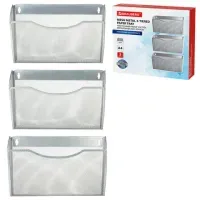 Лотки для бумаг настенные 3 штуки формат А4 BRAUBERG "Germanium", серебристый, 231975