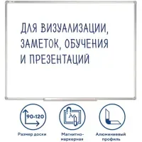 Доска магнитно-маркерная 90х120 см, алюминиевая рамка, ГАРАНТИЯ 10 ЛЕТ, STAFF, 235463
