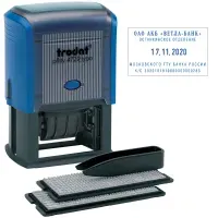 Датер самонаборный, 4 строки+дата, оттиск 50х30 мм, синий, TRODAT 4729 BANK, кассы в комплекте, 62257