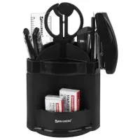 Канцелярский набор BRAUBERG "Офисный 100", 10 предметов, вращающаяся конструкция, черный, блистер, 236949