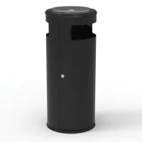 Урна уличная с пепельницей, кольцом для мешка, створка с замком, 955х455х455 мм, 70 литров, черная, "Метрополь-2"