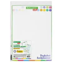 Доска для рисования, с маркером, двухсторонняя, в клетку/белая, 34х49 см (А3), BRAUBERG KIDS, 238153