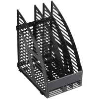 Лоток вертикальный для бумаг BRAUBERG "ULTRA", 240 мм, 3 отделения, сетчатый, сборный, черный, 238249