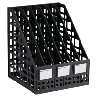 Лоток вертикальный для бумаг BRAUBERG "ULTRA", 240 мм, 6 отделений, сетчатый, сборный, черный, 238251