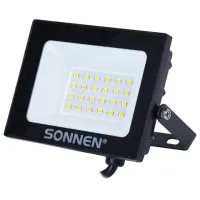 Прожектор светодиодный 20 Вт, 6500 К, 1600 Лм, 20 м2, IP65, 122x84x26 мм, черный, SONNEN, 238412