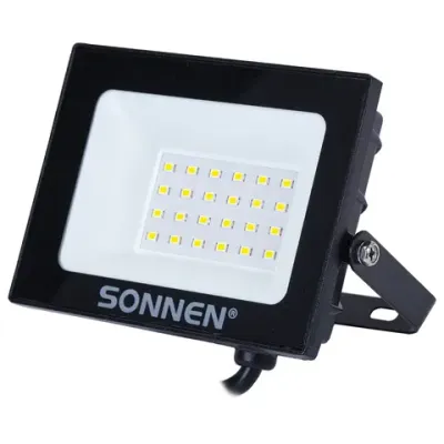 Прожектор светодиодный 20 Вт, 6500 К, 1600 Лм, 20 м2, IP65, 122x84x26 мм, черный, SONNEN, 238412