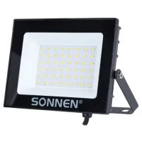 Прожектор светодиодный 50 Вт, 6500 К, 4000 Лм, 50 м2, IP65, 176x123x26 мм, черный, SONNEN, 238414