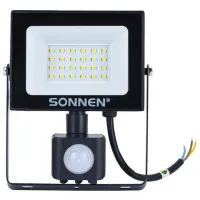 Прожектор светодиодный с датчиком движения 20 Вт, 6500 К, 1600 Лм, 20 м2, IP65, 122х146х51 мм, черный, SONNEN, 238416